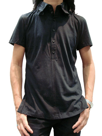 ヤスユキイシイ142905blackロールカラーポロ