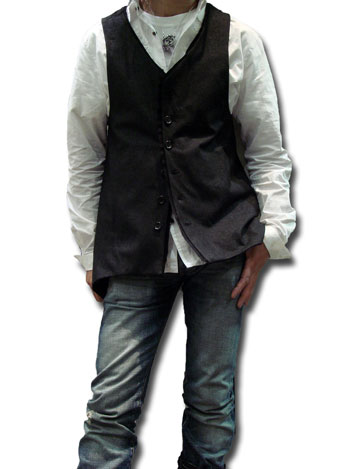 ヤスユキイシイ151902ブラック顔料コーティングベスト