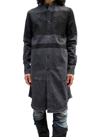 ヤスユキイシイ173301ブラックデニム ロングシャツ