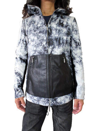 ヤスユキイシイ191804絞り染 レザーパーカー