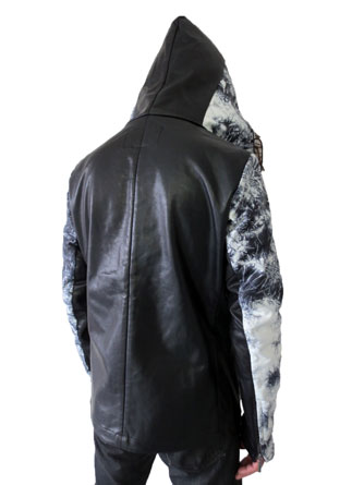 ヤスユキイシイ191804絞り染 レザーパーカー