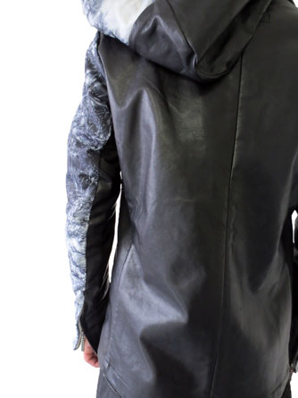 ヤスユキイシイ191804絞り染 レザーパーカー